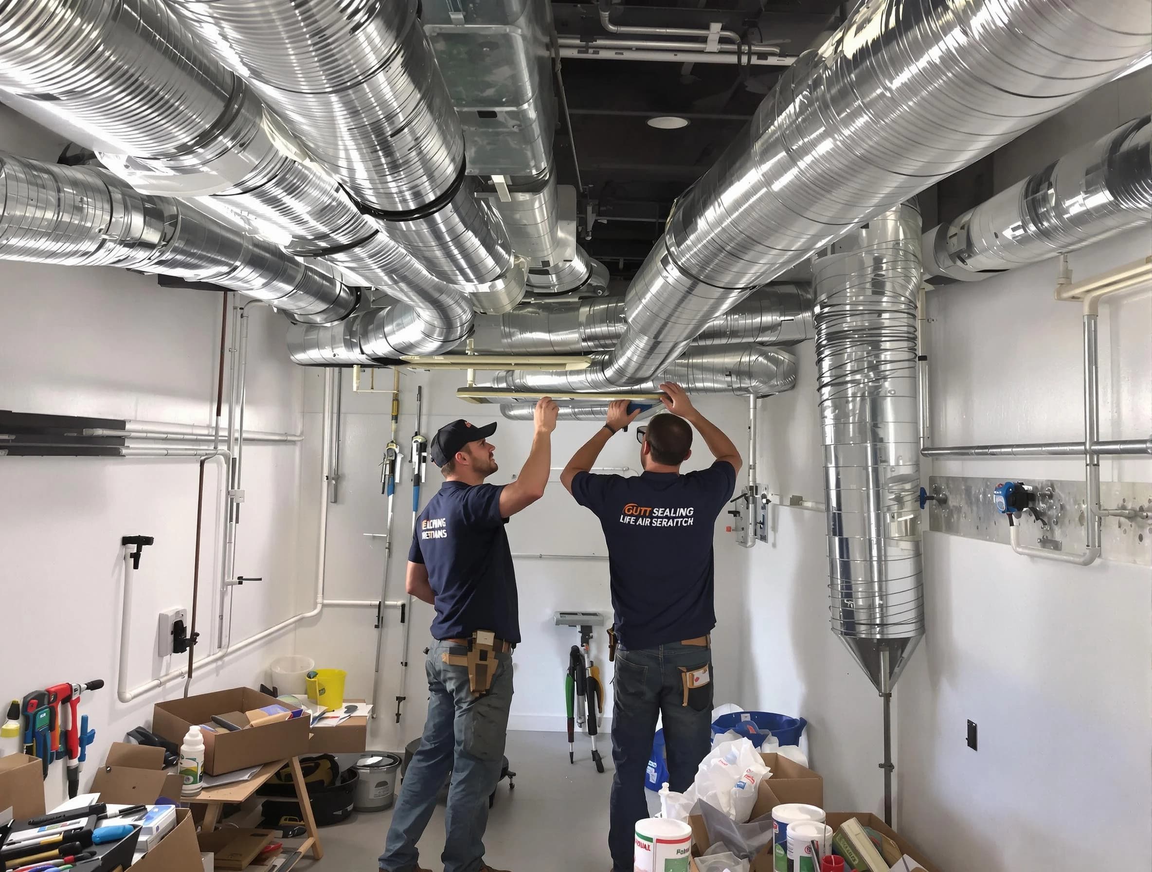 Spencer Air Duct Cleaning technician applying professional duct sealing solutions in Spencer