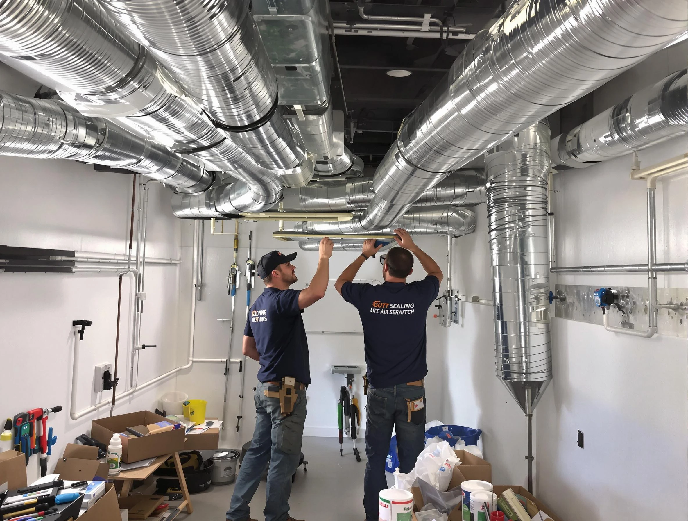 Spencer Air Duct Cleaning technician applying professional duct sealing solutions in Spencer
